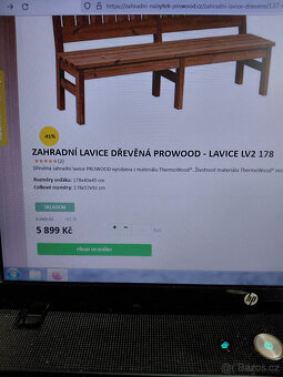 Zahradní lavice s podsedákem+plachta,+stůl NOVÉ nepoužité - 3