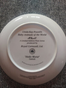 Malovaný, zdobený talíř - mládě pštrosa - 3