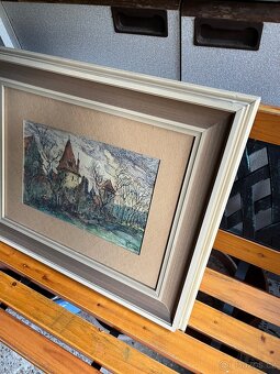 Originální Kresba/Akvarel Hradní Věž  Schuster '94 - 3