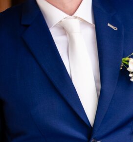 Hedvábná svatební kravata smetanová - 3