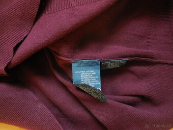 pánský Ralph Lauren tm.vínový svetr do V, slabý, ba M/L - 3