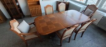 Jídelní set, stůl, židle, křesla, rustikální nábytek masív - 3
