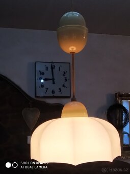Stará starožitná skleněná Art Deco stahovačka lustr - 3