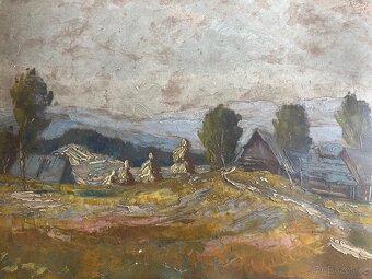 Obraz Miroslav Procházka, Valašské chalupy, olej 65x80 - 3