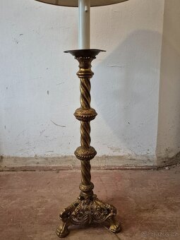 Stojací lampa s mosaznou nohou. těžká - 127 cm - funkční - 3