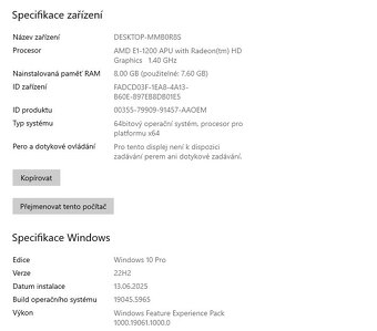 Compaq CQ58,AMD E1-1200,WIN 10,HDD 750GB,RAM 8GB,15.6 palců - 3