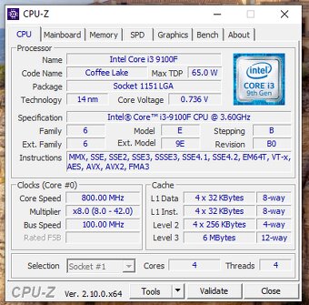 9. gen. Intel Core | i3-9100F | 4.20 GHz | LGA 1151 | - 3