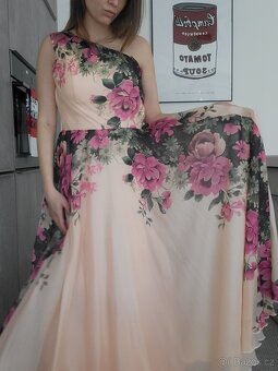 Květinové dlouhé společenské šaty, na výšku 165 cm - 3