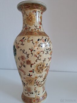 Stará váza s čínským, květinovým motivem - 3