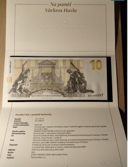 Pamětní bankovka Václava Havla 2021 UNC první majitel - 3