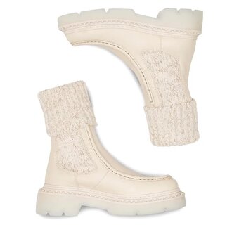 ♥️ Dámské kotníkové boty / polokozačky kožené béžové Badura - 3