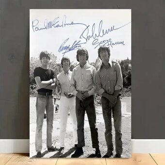 The BEATLES 30x45 plátno tisk, autogramy - 3
