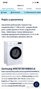 Úzká pračka Samsung 7kg - 3