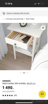 Noční stolek hemnes bílý - 3