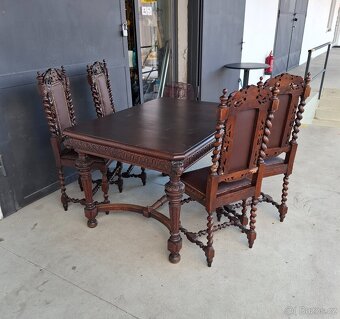 Starožitná masivní jídelní souprava - 3