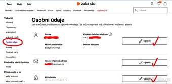 Účet Zalando za 50Kč se zůstatkem 102Kč => SLEVA 50% - 3