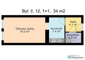 (M3) Pronájem krásného bytu 1+kk, Mostecká ul., Brno Husovic - 3