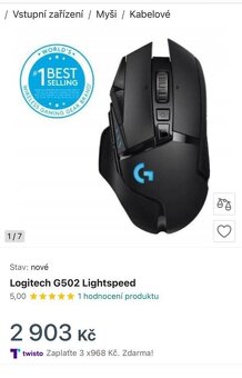 Bezdrátová myš Logitech G502 Lightspeed - 3