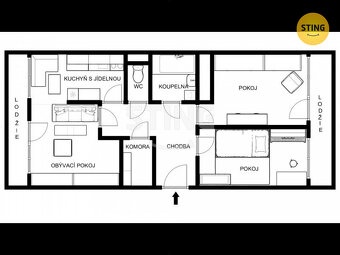 Pronájem bytové jednotky 3+1 s dvěmi lodžiemi na uli, 134061 - 3