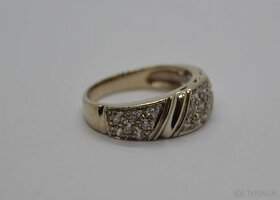 Zlatý prsten osázený kamínky bílé zlato - 3