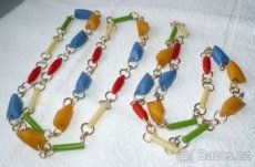 Dvojitý pestrobarevný náhrdelník - bižuterie retro - 3