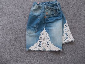2x riflová / džínová sukně / sukýnka, vel.128 - 3