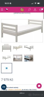 Postel FLEXA - borovicové masivní dřevo (bělená) - 3