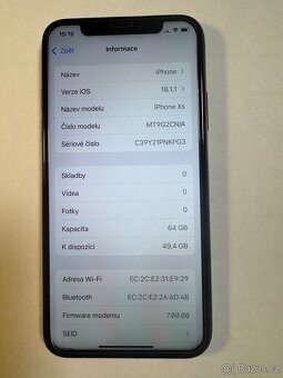 Apple iPhone Xs 64gb kondice baterie 100% s kabelem Cena 37 - 3