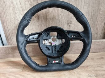 AUDI VOLANT kozeny zkoseny - perforovana kuze - S/RS logo - 3
