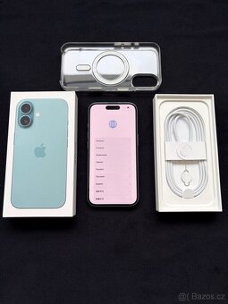 Prodám iPhone 16, 128GB, modrozelený, záruka do 20. 9. 2026 - 3