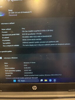 Prodám HP 250R G9 15,6– i3 13. gen 8 GB 256 GB NVMe / W11 - 3