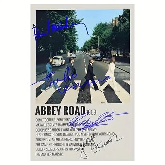 The Beatles 40x30 tisk, plátno, autogramy - 3