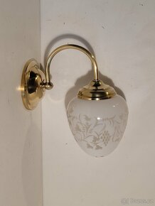 mosazná lampa lampička, pěkné staré stínidlo - 3