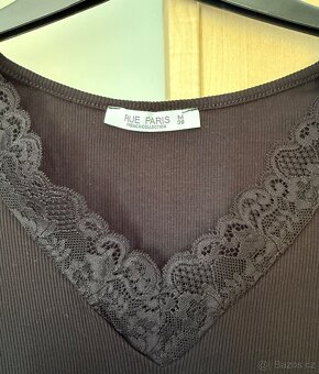 Dám. černé triko s krajkou, 3/4 rukáv, vel. S - 3