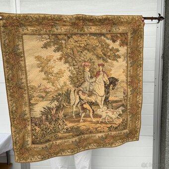 Gobelín s motivem panské vyjížďky Francie+ tyč lilie - 3