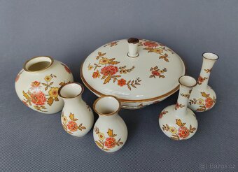 Porcelánový mini vázičky a dóza s květinami Thomas 1953-1960 - 3