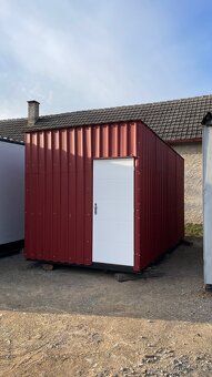 Stavební buňka 5 x 3 m červená, zateplená, 2x dveře - 3