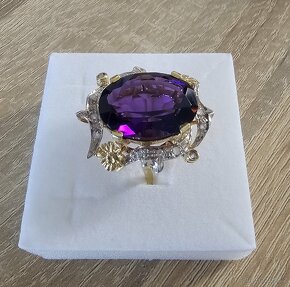 DIAMANTOVÝ PRSTEN S AMETYSTEM 10ct. NÁDHERNÝ - 3