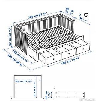 IKEA Hemnes rozkládací postel se zásuvkami - 3