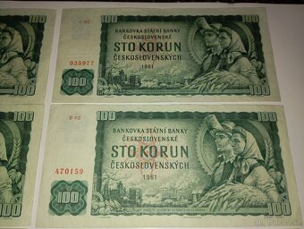 BANKOVKY 100 KČS 1961, VŠECHNY VYDANÉ SÉRIE - 3