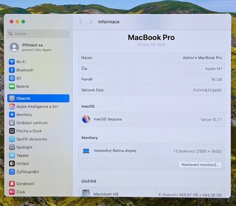 MacBook Pro M1 2020 /16GB RAM/512GB SSD/Záruka 100% BATERIE - 3