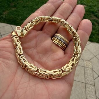 Zlatý náramek KRÁLOVSKÁ VAZBA 22.9g 585 14k  23cm -9mm NOVY - 3