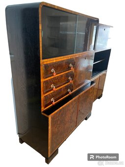 Starožitná knihovna leštěný ořech – vrcholné Art Deco - 3