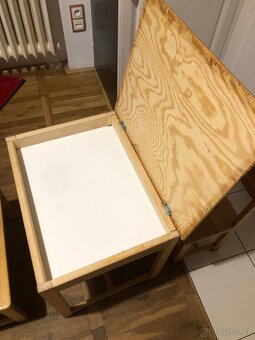 Dětský stoleček s úložným prostorem, lavice, 2 židličky - 3