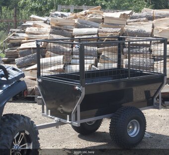 Vozík za čtyřkolku kovový, plechový Shark WOOD 550, černý - 3