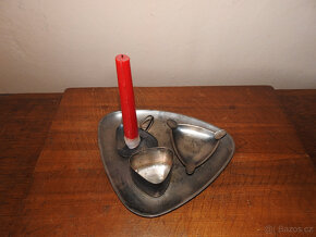 Starožitný svícen tác kalíšek na cigarety popelník - 3
