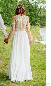 svatební šaty velikost 34, délka na postavu 166cm, ivory - 3