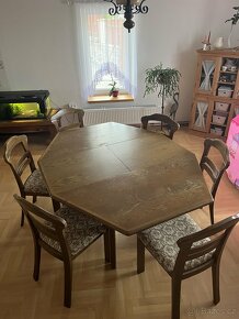 Masivní jídelní stůl + 6x židle - 3