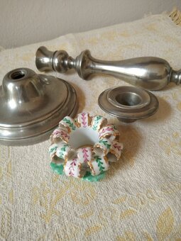 2 párové pozdně barokní svícny - cín - 3