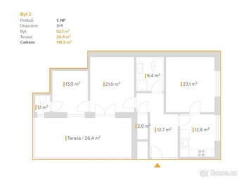 Prostorný byt 3+1 s terasou a parkováním / TOP cena za 1 m² - 3